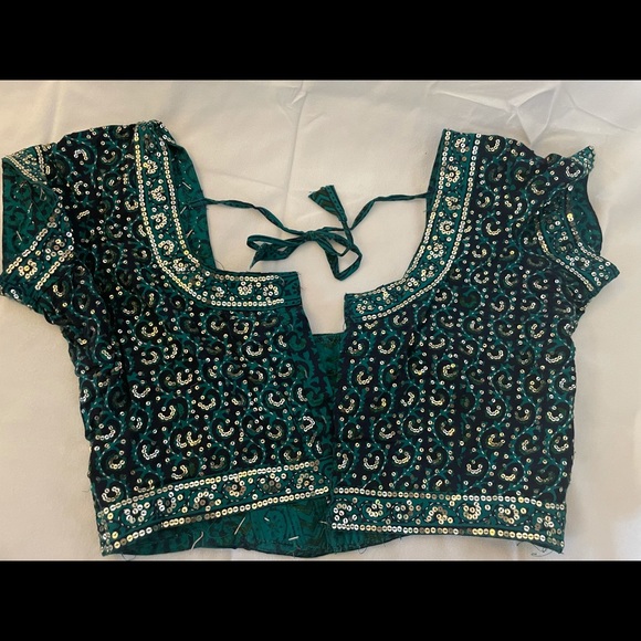 Pre-owned Black Georgette Saree With Blouse - Picture 5 of 7